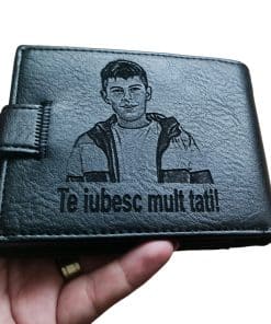 portofel personalizat negru cu capsa TE IUBESC MULT TAI!!!