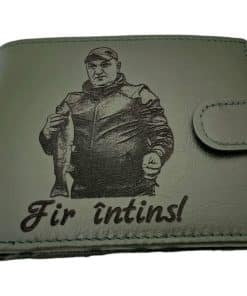 portofel verde cu capsa piele naturala Fir intins