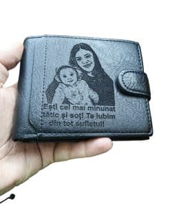 portofel negru cu capsa Esti cel mai minunat tatic si sot