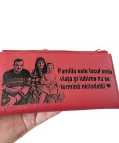 Portofel dama rosu cu fermoar Familia este locul!