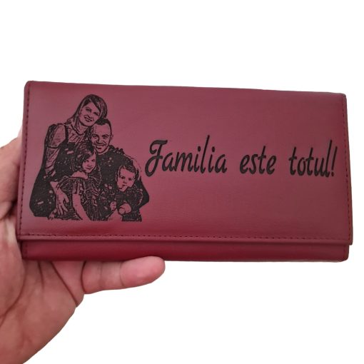 portofel dama piele naturala rosu familia este totul