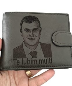 portofel negru cu capsa piele naturala Te Iubim Mult