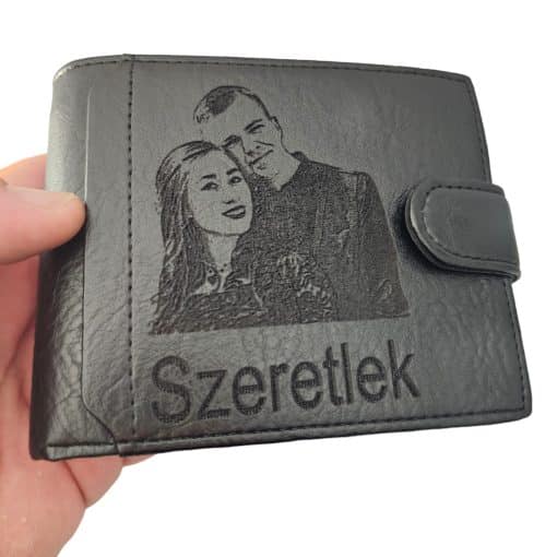 Portofel negru cu capsa Szeretlek