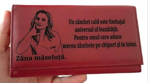 portofel dama rosu Un zambet