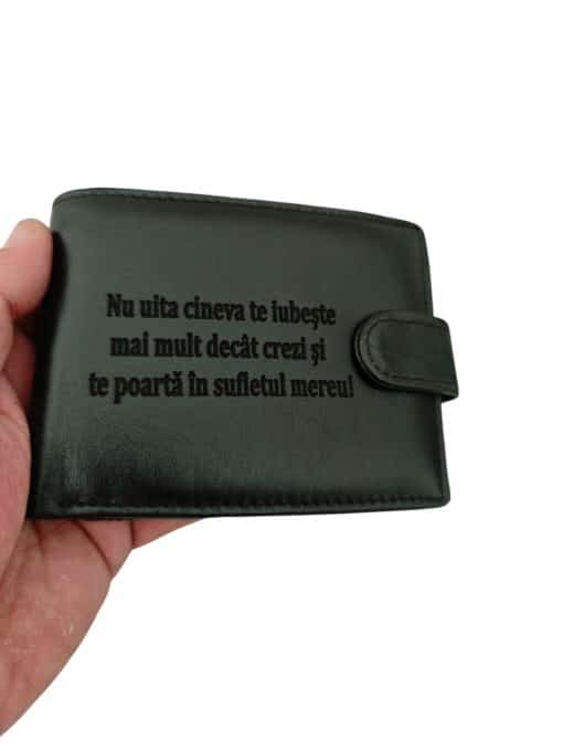cadou personalizat portofel negru cu capsa Nu uita