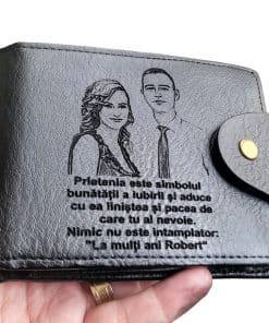 Portofel personalizat negru Prietenia