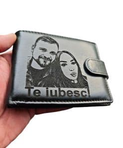 cadou pentru el portofel negru cu capsa Te iubesc