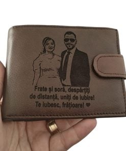 portofel maro cu capsa piele naturala Frate si sora