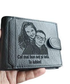 Portofel negru cu capsa Cel mai bun sot si tata