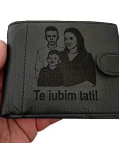 portofel personalizat negru cu capsa TE IUBIM TATI!