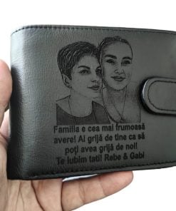 portofel negru cu capsa piele naturala Familia!