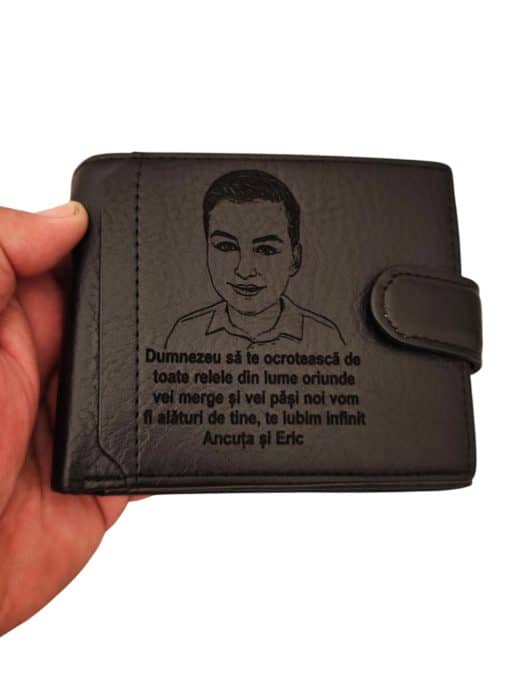 portofel personalizat negru cu capsa Ocroteasca