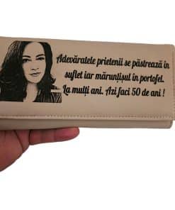 Portofel dama piele naturala beige Adevaratele Prietenii