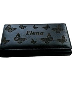 Portofel dama negru personalizat Cu nume si fluturasi
