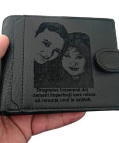 portofel personalizat negru cu capsa Sa renunte