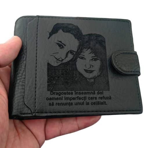 portofel personalizat negru cu capsa Sa renunte
