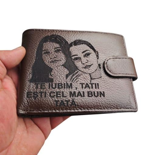 portofel maro cu capsa personalizat cel mai bun