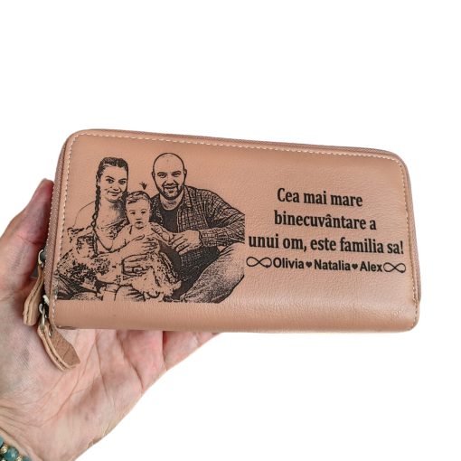 portofel dama rose cu fermoar piele naturala Cea mai mare binecuvantare