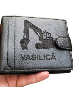 Portofel negru personalizat Excavator