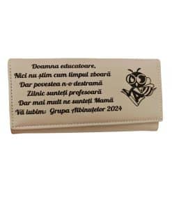 portofel dama personalizat beige Albinutele