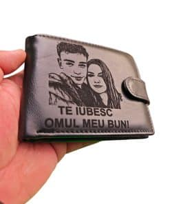 portofel piele negru cu capsa Omul meu
