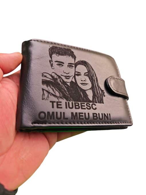 portofel piele negru cu capsa Omul meu
