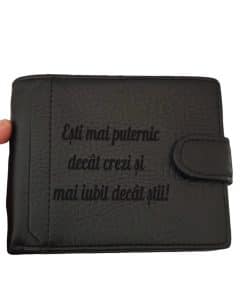 portofel personalizat negru cu capsa PuterniC