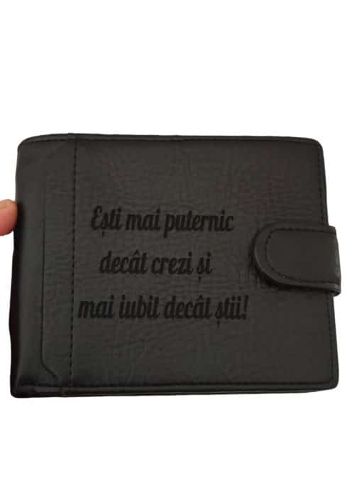 portofel personalizat negru cu capsa PuterniC