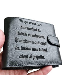 portofel negru cu capsa Iubesc adevarul
