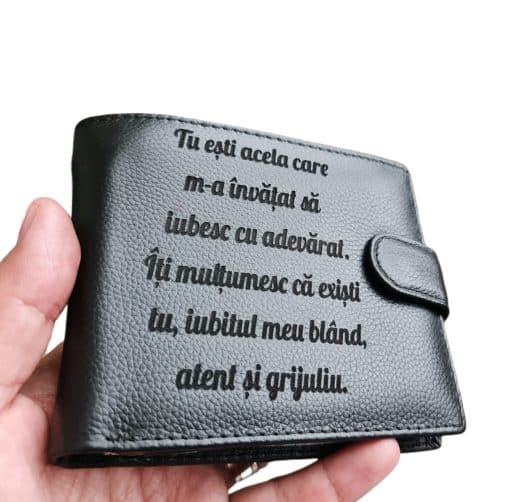 portofel negru cu capsa Iubesc adevarul