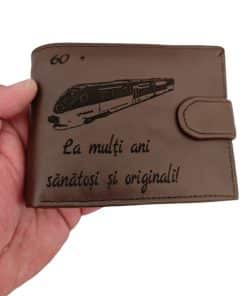 portofel piele naturala maro cu capsa Tren