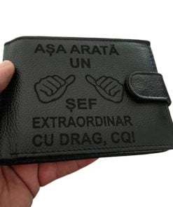 portofel piele naturala negru cu capsa Asa arata un sef