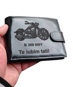 portofel negru cu capsa piele naturala motociclist