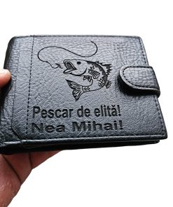 portofel negru cu capsa pescar
