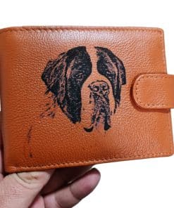 cadou personalizat portofel maro coniac cu capsa Catel