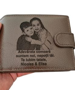 portofel piele naturala maro cu capsa Adevarata Comoara!
