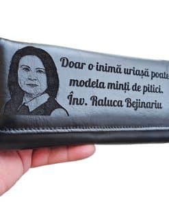 Portofel dama piele naturala negru inima uriasa