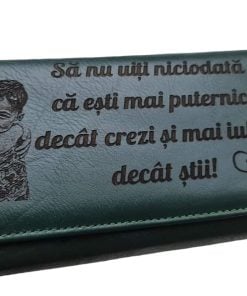 Portofel dama verde piele naturala Sa nu uiti niciodata
