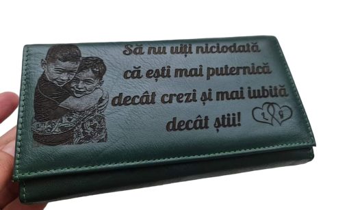 Portofel dama verde piele naturala Sa nu uiti niciodata