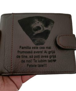 Portofel maro cu capsa personalizat cu ecografie