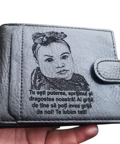 Portofel personalizat negru Tu esti puterea