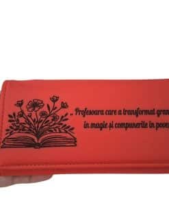 cadou personalizat portofel dama rosu Gramatica