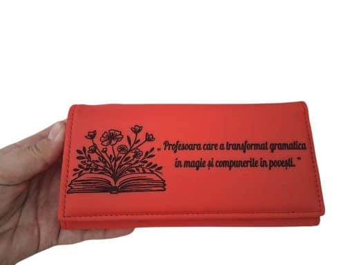 cadou personalizat portofel dama rosu Gramatica