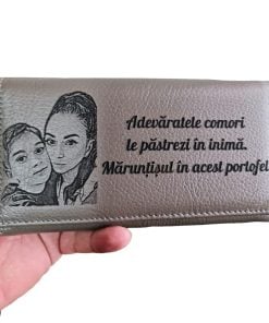 Portofel dama personalizat Gri Adevaratele comori
