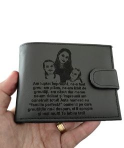 portofel negru cu capsa piele naturala Am luptat impreuna