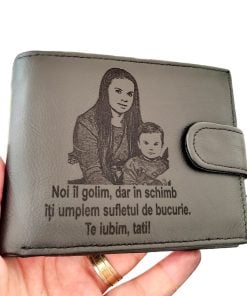 Portofel negru cu capsa piele naturala Noi il golim dar iti umplem sufletul!