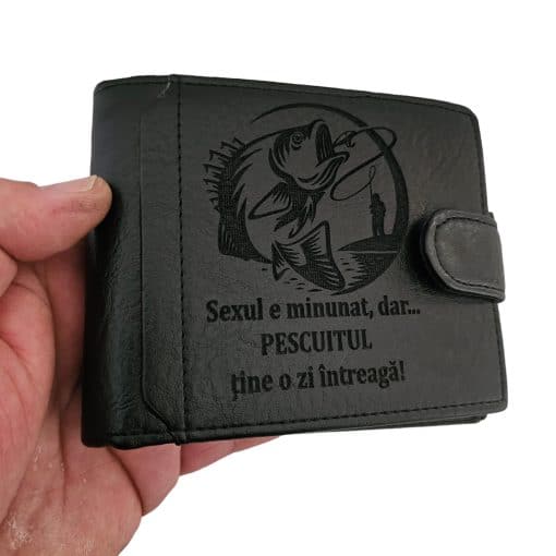 Portofel negru cu capsa Pescuitul tine o zi intreaga