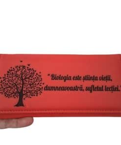 portofel  profesor personalizat  dama rosu Biologia