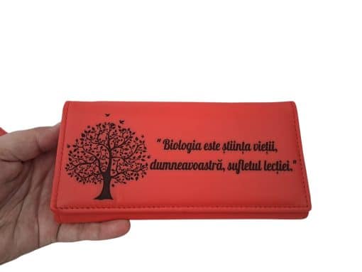 portofel  profesor personalizat  dama rosu Biologia