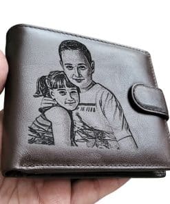 portofel maro cu capsa piele naturala personalizat cu poza